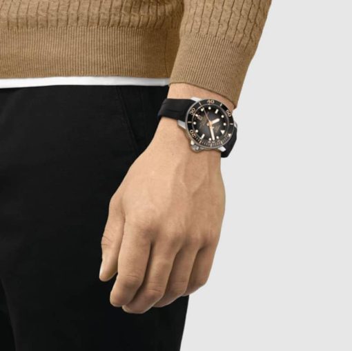 Tissot Seastar 2000 Professional Powermatic Black Dial & Rubber Strap Watch, 46mm - Image 4