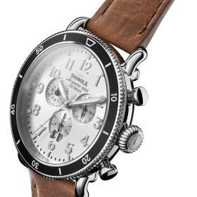 Shinola The Runwell Sport Chrono Silver Dial Tan Leather Watch, 48mm - Image 2
