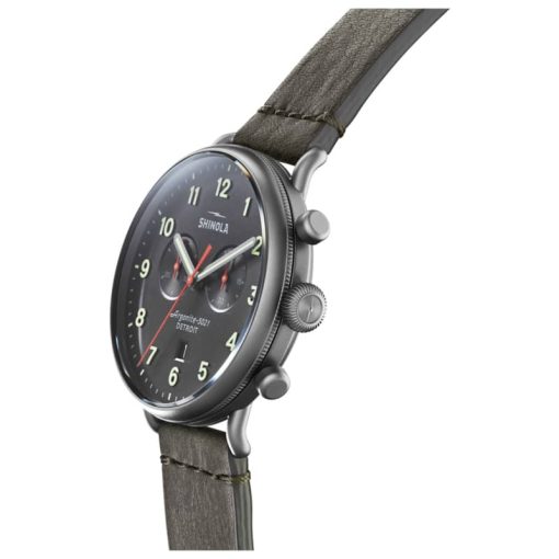 Shinola The Canfield Chrono Gunmetal Dial Leather Watch, 43mm - Image 2