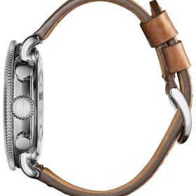 Shinola The Runwell Sport Chrono Silver Dial Tan Leather Watch, 48mm - Image 3