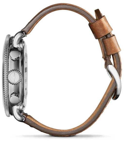 Shinola The Runwell Sport Chrono Silver Dial Tan Leather Watch, 48mm - Image 3
