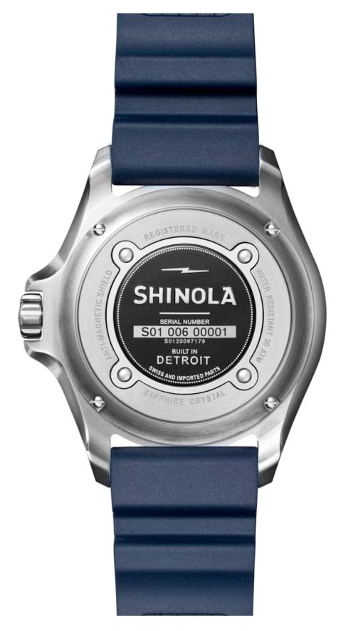 Shinola The Lake Michigan Monster Automatic Blue Dial Rubber Strap Watch, 43mm - Image 6