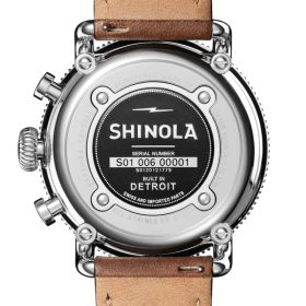 Shinola The Runwell Sport Chrono Silver Dial Tan Leather Watch, 48mm - Image 6