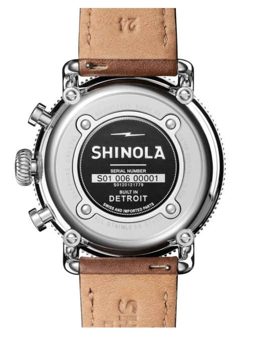 Shinola The Runwell Sport Chrono Silver Dial Tan Leather Watch, 48mm - Image 6