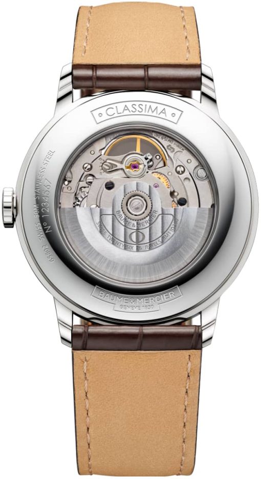Baume & Mercier Classima Automatic Silver Opaline Dial Brown Alligator Leather Watch, 40mm - Image 2
