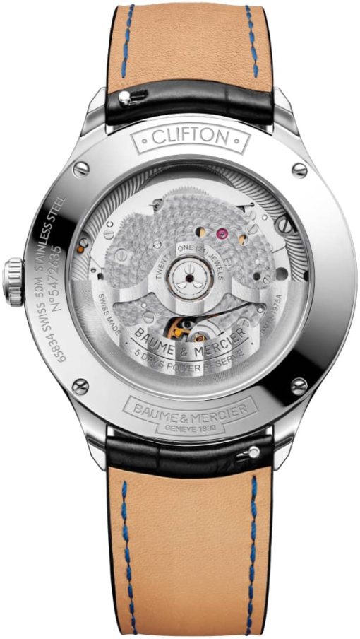 Baume & Mercier Clifton Automatic Black Dial & Alligator Leather Watch, 40mm - Image 2
