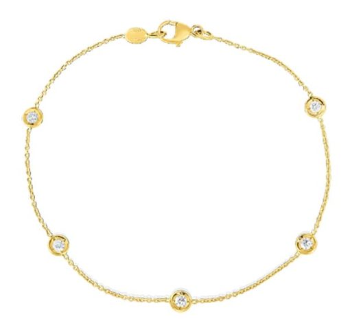 Roberto Coin 18k Yellow Gold DBI Five Bezel Set Diamond Bracelet