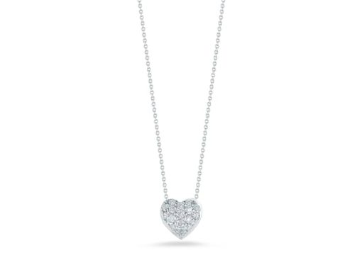 Roberto Coin 18K White Gold Puffed Heart Pendant With Diamonds