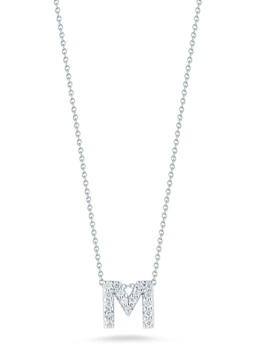 Roberto Coin 18K White Gold Love Letter 'M' Pendant With Diamonds
