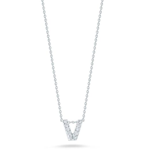 Roberto Coin 18K Love Letter 'V' Pendant With Diamonds