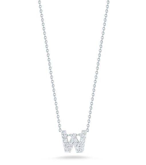 Roberto Coin 18K Love Letter 'W' Pendant With Diamonds