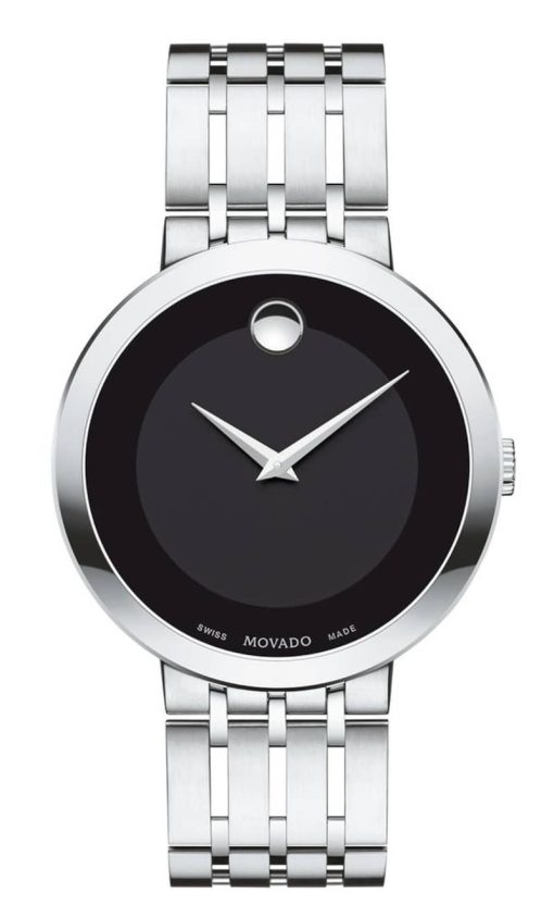 Movado Esperanza Matte Black Dial Silver-Tone SS Watch, 40mm