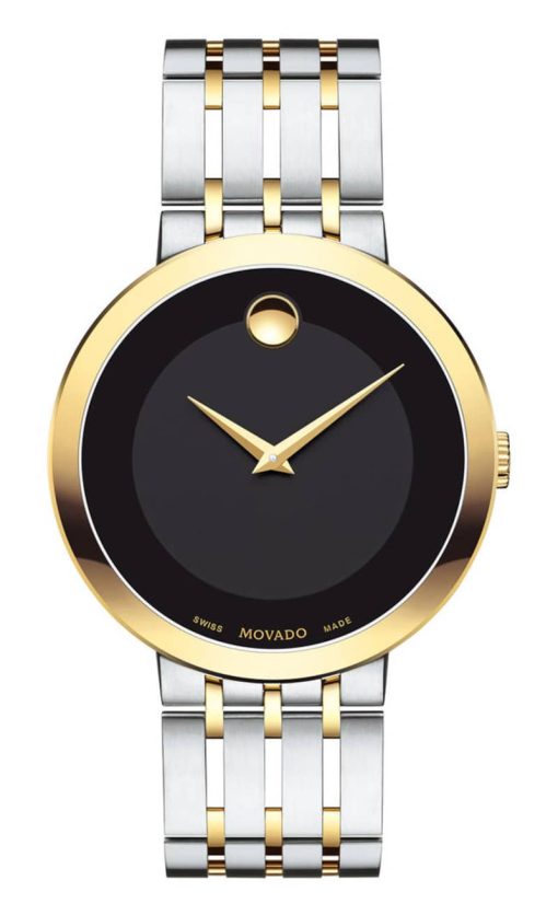 Movado Esperanza Matte Black Dial Two-Tone PVD SS Watch, 39mm