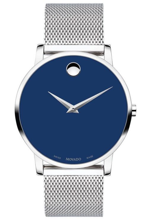 Movado Museum Classic Blue Dial Stainless Steel Mesh Watch, 40mm