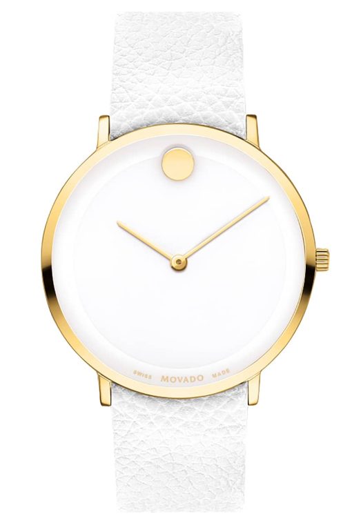 Movado Modern 47 White Dial & Leather Strap Watch, 40mm