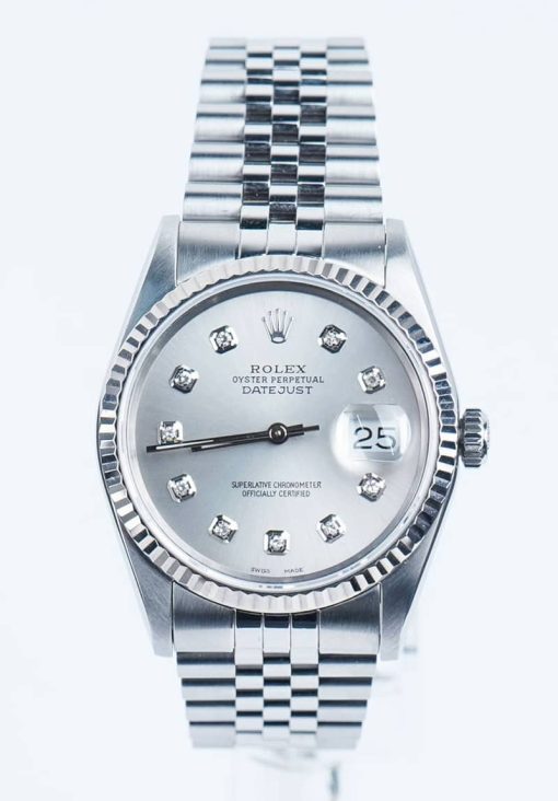 Rolex Pre-Owned Oyster Perpetual Datejust 36mm Stainless Steel Silver Dial Mens Watch