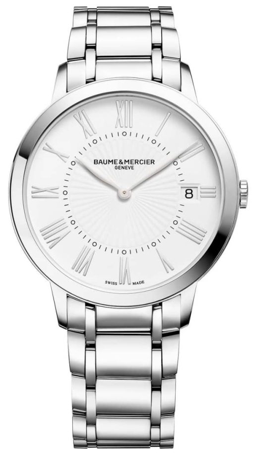 Baume & Mercier Classima White Dial Silver-Tone Stainless Steel Watch, 36.5mm