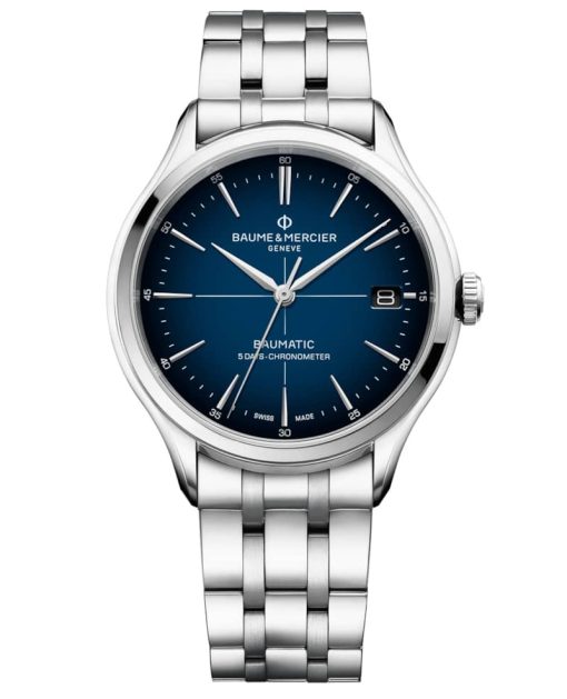Baume & Mercier Clifton Automatic Chronometer Blue Gradient Dial Stainless Steel Watch, 40mm