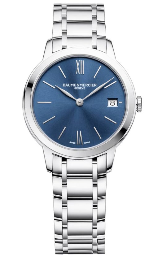 Baume & Mercier Classima Blue Dial Silver-Tone Polished Steel Watch, 31mm