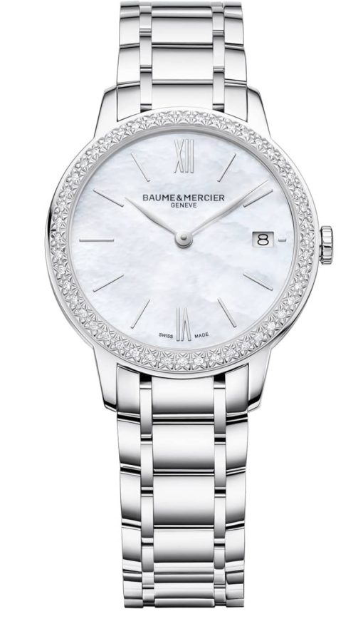 Baume & Mercier Classima Diamond MOP Dial Silver-Tone Polished Steel Watch , 31mm