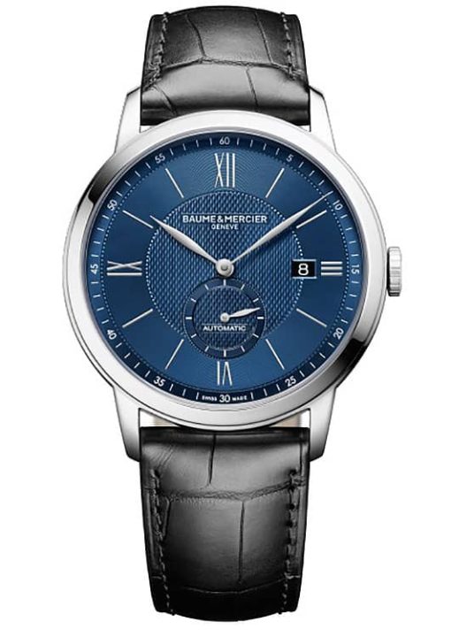 Baume & Mercier Classima Automatic Blue Dial Black Alligator Leather Watch, 42mm