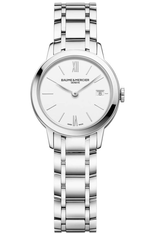 Baume & Mercier Classima White Dial Silver-Tone Steel Bracelet Watch, 27mm