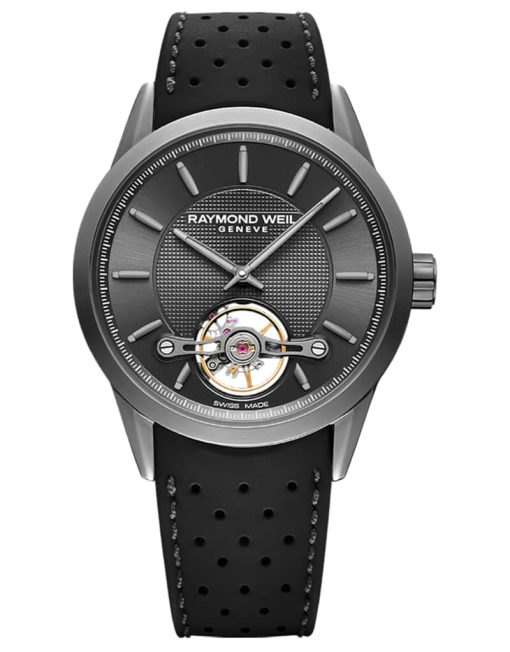 Raymond Weil Freelancer  Automatic Grey Dial Black Rubber Strap Watch, 42mm