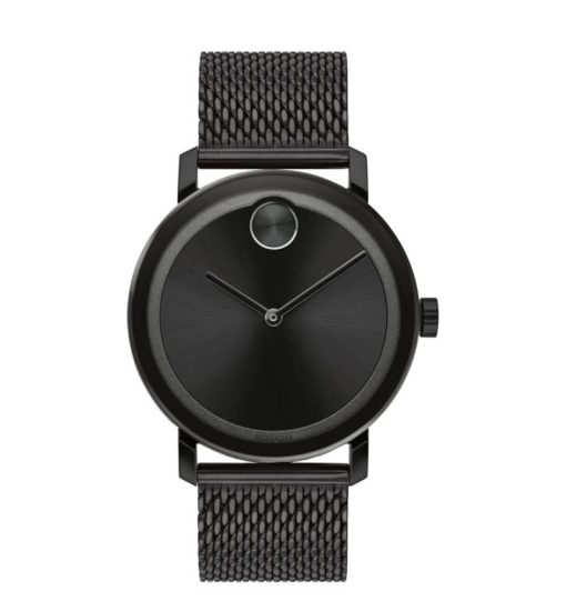 Movado BOLD Evolution Black Dial & Ion-Plated SS Mesh Bracelet Watch, 40mm
