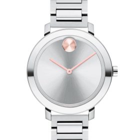 Movado BOLD Evolution Silver-Tone Metallic Dial & Link Bracelet Watch, 34mm