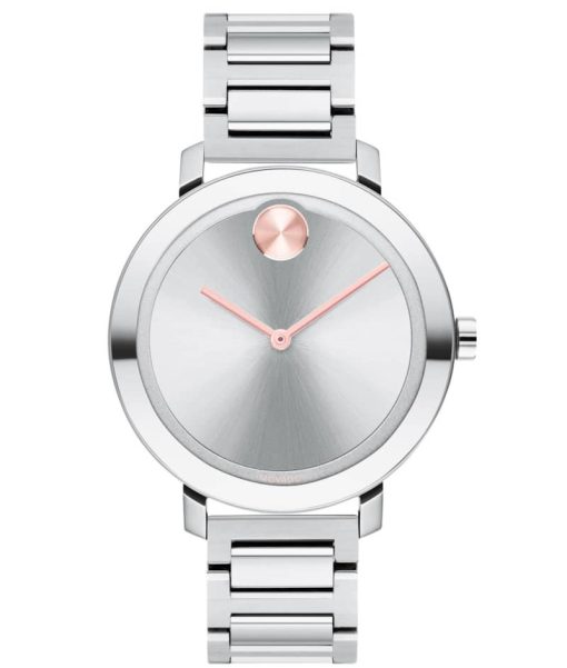 Movado BOLD Evolution Silver-Tone Metallic Dial & Link Bracelet Watch, 34mm