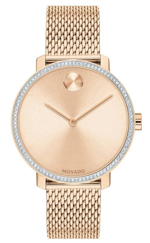Movado Bold Shimmer Carination Rose Gold-Tone Dial & Mesh Bracelet Watch, 34mm