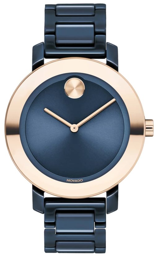 Movado BOLD Evolution Navy Dial & Ceramic Link Bracelet Watch, 36mm