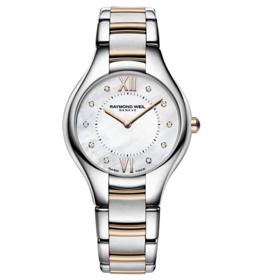 Raymond Weil Noemia Quartz White Mother Of Pearl Dial Two Tone Bracelet Watch, 32mm