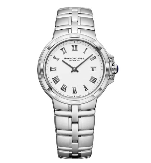 Raymond Weil Parsifal Quartz White Dial Stainless Steel Bracelet Watch, 30mm