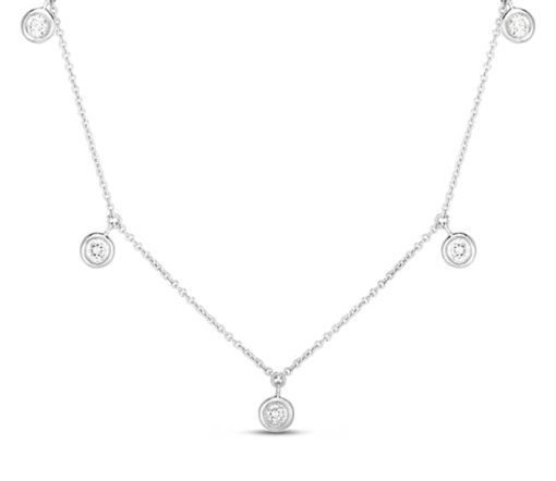 Roberto Coin 18K White Gold Five Diamond Drop Station Necklace