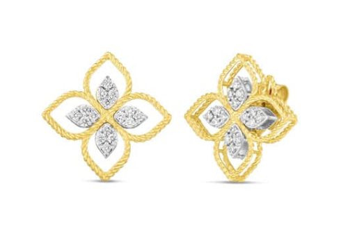 Roberto Coin 18K Gold Principessa Large Flower Earring With Diamonds