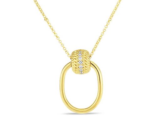 Roberto Coin 18K Yellow Gold Opera Doorknocker w/ Diamond Accent Pendant Necklace