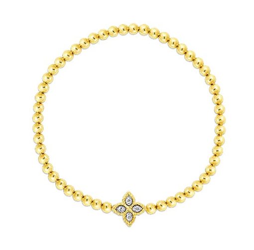 Roberto Coin 18K Yellow Gold Princess Flower w/ Small Diamond Flower Stretch Bracelet