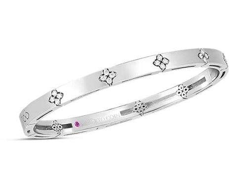 Roberto Coin 18K White Gold w/ Diamond Accents Verona Narrow Width Bangle