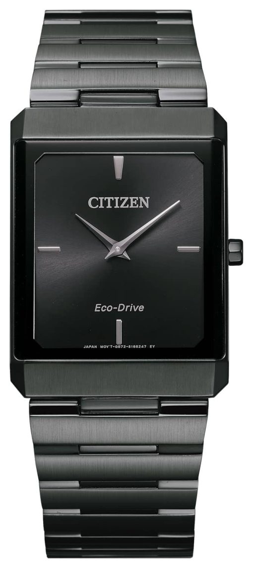 Citizen Eco-Drive Stiletto Black Dial Stainless Steel Watch, 28mm x38mm