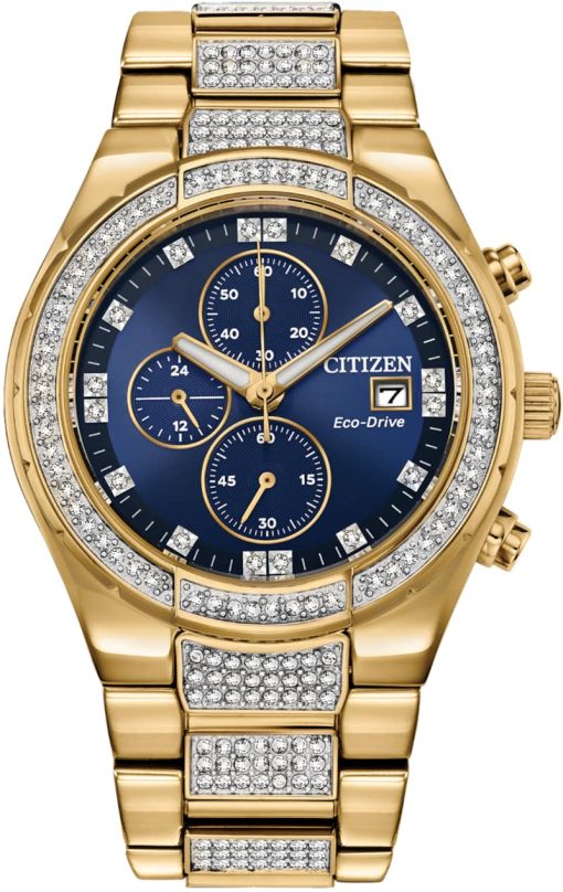 Citizen 42mm Crystal Gold-Tone Stainless Steel Mens Watch