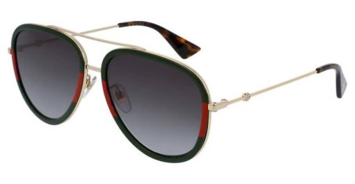Gucci Aviator Red & Green Sunglasses, Green Gradient Lenses, 57mm
