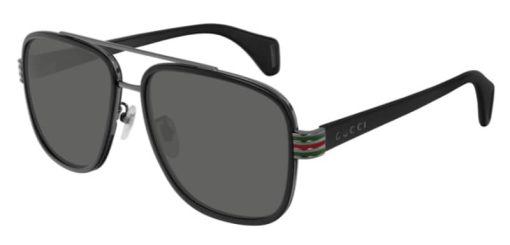 Gucci GG0448S Rectangular Sunglasses, Black Frames, 58mm