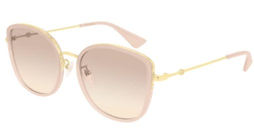Gucci GG0606SK Cat Eye Sunglasses, Nude & Gold Frames, 56mm