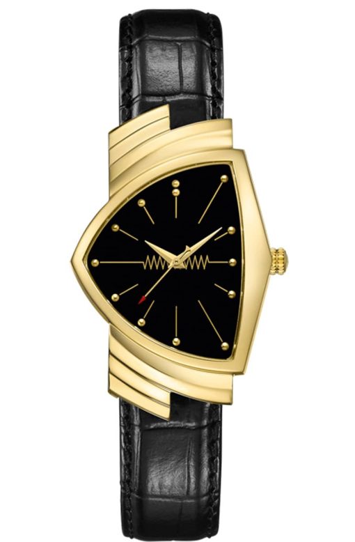 Hamilton Ventura Quartz Black Dial & Leather Strap Watch, 32.3mm x 50.3mm