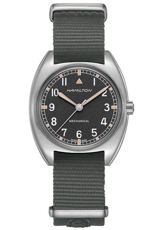 Hamilton Khaki Aviation Pilot Pioneer Mechanical Black Dial Grey Nano Watch, 36mm x 33mm