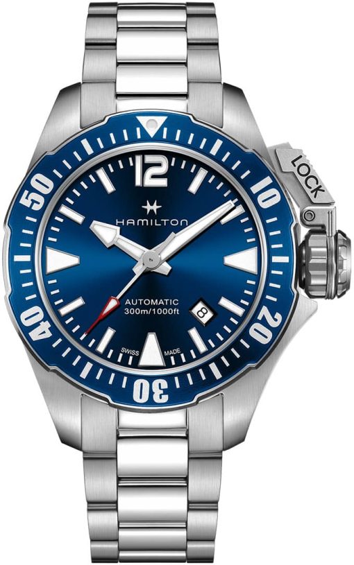 Hamilton Khaki Navy Frogman Auto Blue Dial Stainless Steel Watch, 42mm