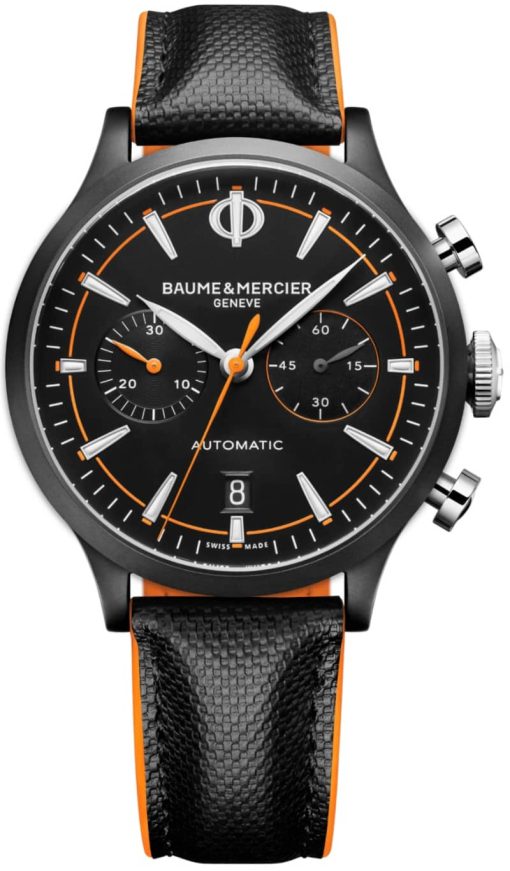 Baume & Mercier Capeland Automatic Chronograph Black w/ Orange Accents Watch, 42mm
