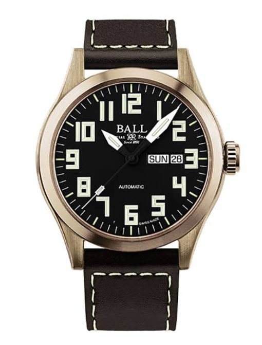 Ball Engineer III Bronze Auto Black Dial Leather Strap Watch, 43mm