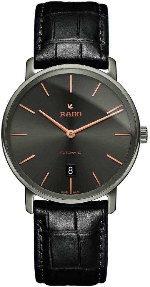 Rado DiaMaster Thinline Automatic Green Dial Leather Watch, 41mm